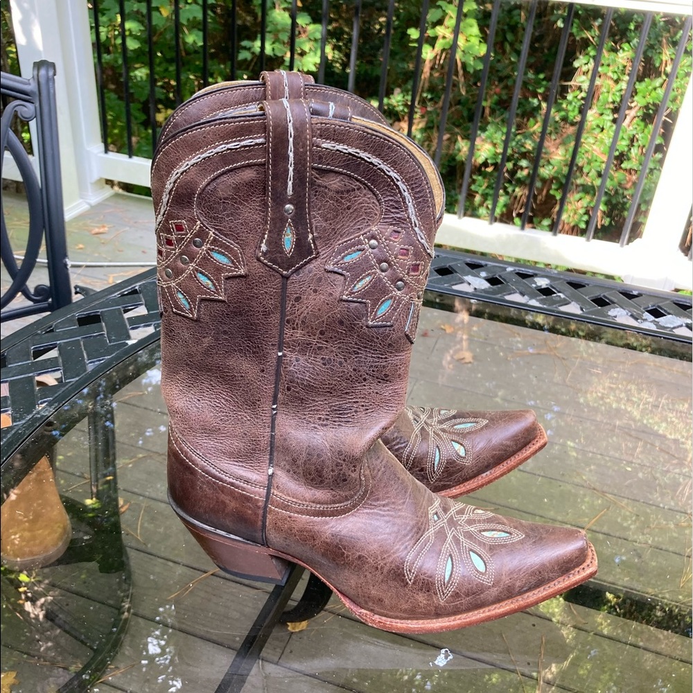 Tony Lama Guadalupe 10 Brown Leather Western Cowgirl Vaquero Boots